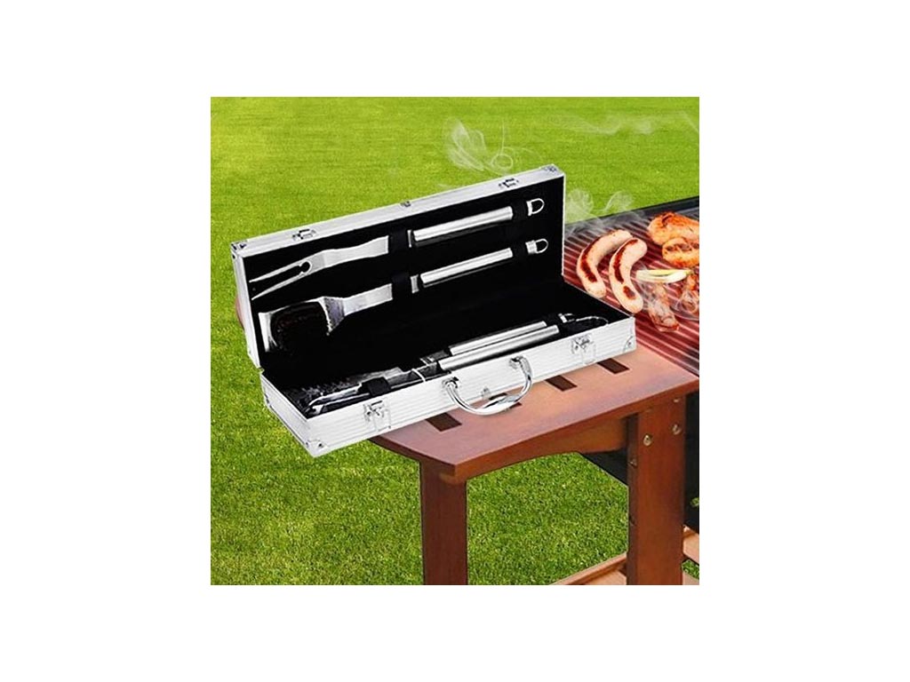 Σετ Εργαλεία Barbeque 4 τεμαχίων από Ανοξείδωτο Ατσάλι σε βαλίτσα αποθήκευσης, BBQ Set - Image 3