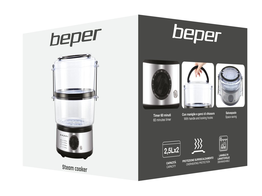 Beper BC.261 Ατμομάγειρας με 2 δοχεία 500W - 5lit - Image 3