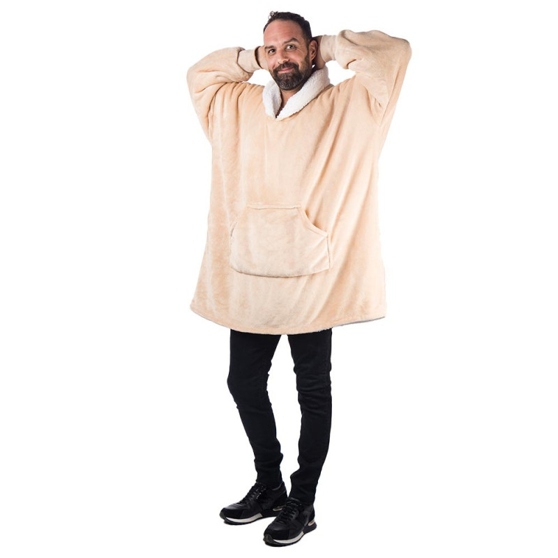 HomeVero Comfort Blanket Βελούδινη Oversized Μπλούζα – Κουβέρτα HV-CB-B Μπέζ - Image 4