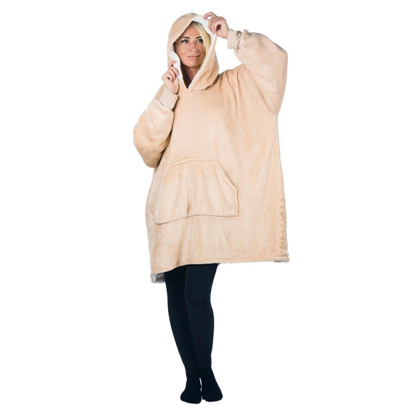 HomeVero Comfort Blanket Βελούδινη Oversized Μπλούζα – Κουβέρτα HV-CB-B Μπέζ - Image 2