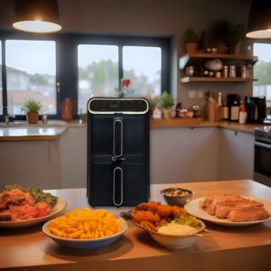 Φριτέζα Αέρος 11L – Διώροφη (Double Decker), 2 Καλάθια, 2460W HomeVero HV-AF11DDK - Image 3