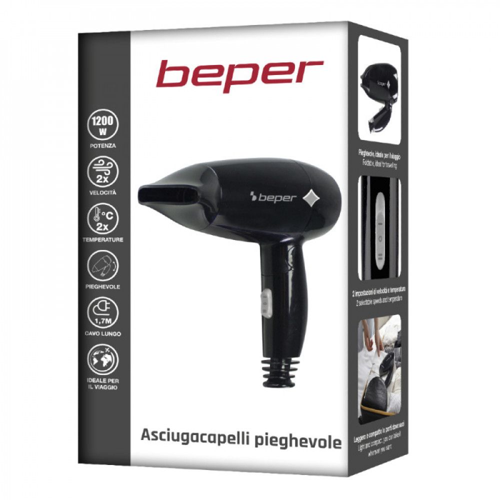 Σεσουάρ ταξιδιού με αναδιπλούμενη λαβή 1200W Beper P301ASC100 - Image 3