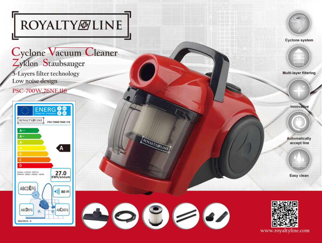 Ηλεκτρική σκούπα Cyclone 2L Royalty Line RL-PSC700W.76NE - Image 4