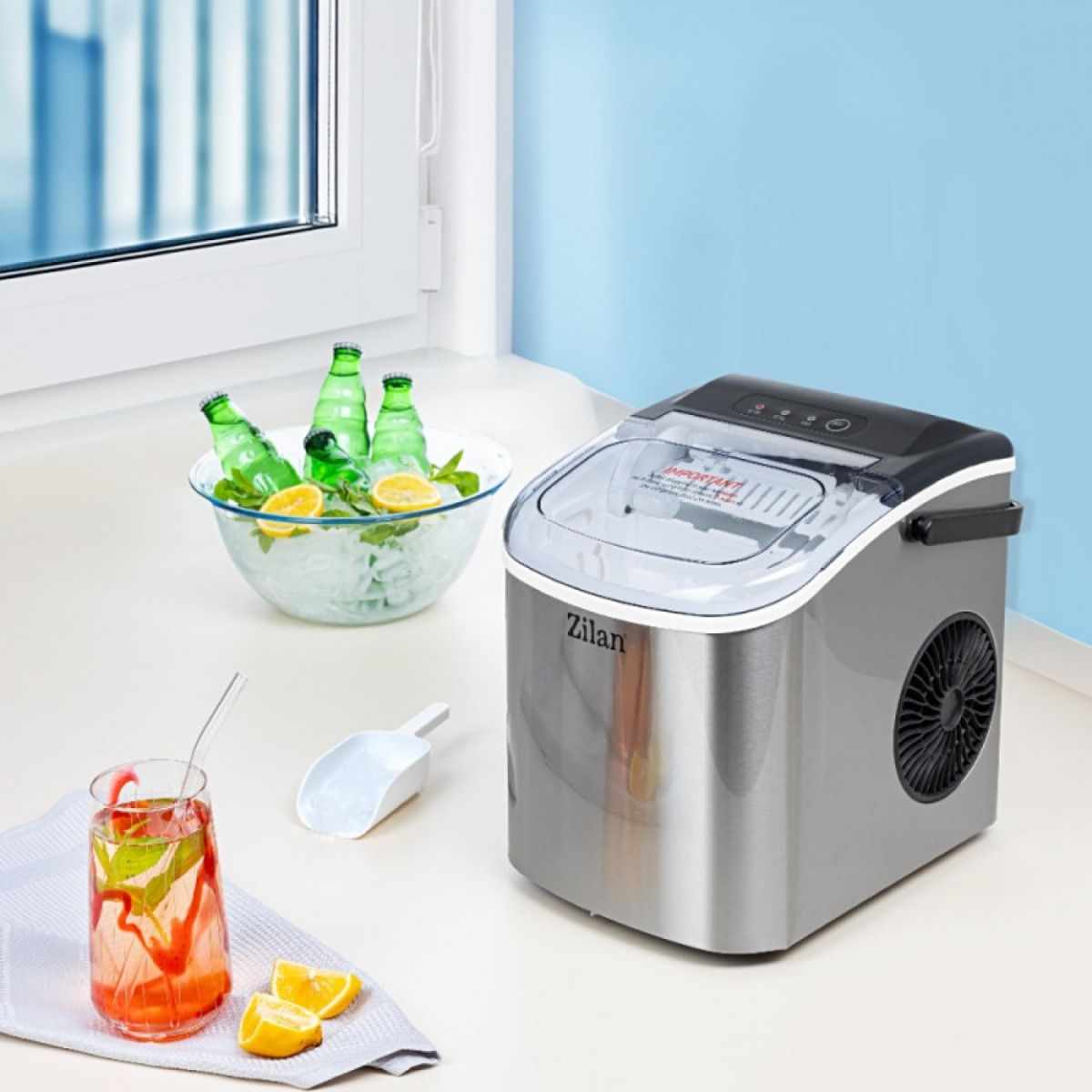 Παγομηχανή ZILAN ZLN1177 – 12-15kg/24h, 1.8L, Ασημί - Image 4