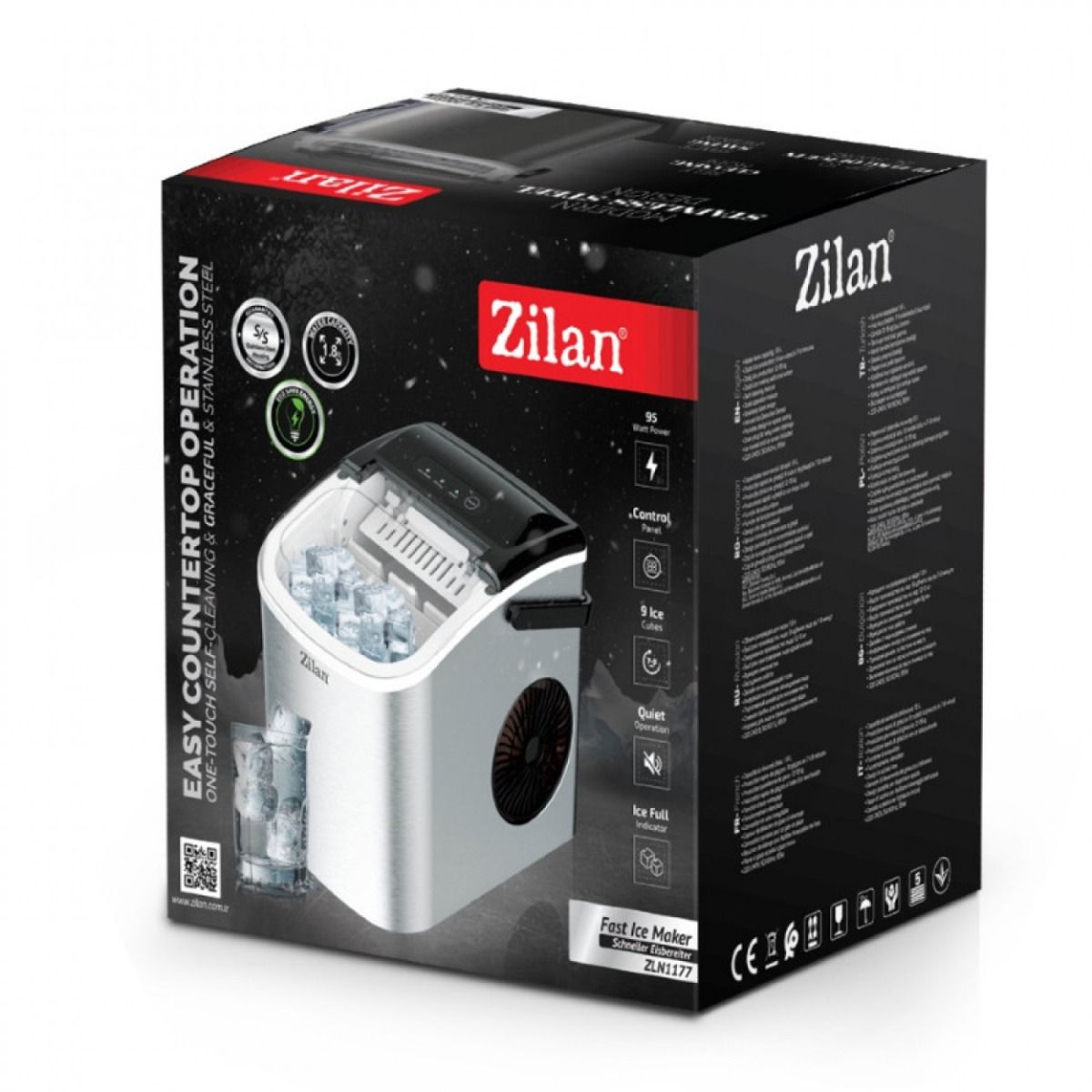 Παγομηχανή ZILAN ZLN1177 – 12-15kg/24h, 1.8L, Ασημί - Image 2