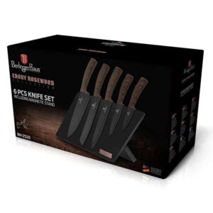 Σετ Μαχαίρια 6 τμχ από Ανοξείδωτο Ατσάλι και Βάση Στήριξης Ebony Rosewood Berlinger Haus BH-2520 - Image 3