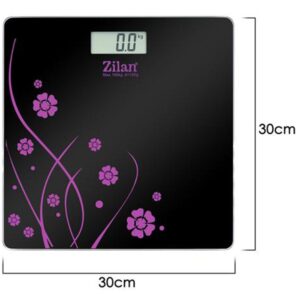 Zilan Ψηφιακή Γυάλινη Ζυγαριά Μπάνιου Μαύρη ZLN7680-BLACK - Image 4