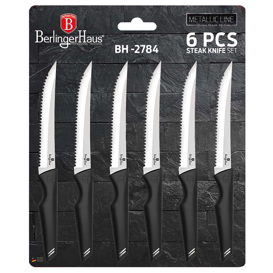 Berlinger Haus Σετ μαχαίρια μπριζόλας (steak) 6 τμχ Metallic Line Shiny Black Edition BH-2784 - Image 6