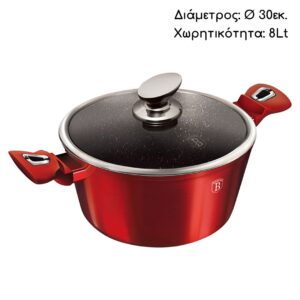 Κατσαρόλα με τριπλή μαρμάρινη επίστρωση & γυάλινο καπάκι, 30εκ. Metallic Line Burgundy Edition, Berlinger Haus BH-6192 - Image 2