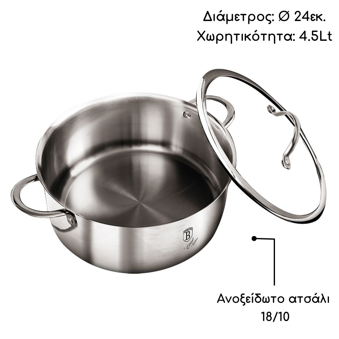 Berlinger Haus Κατσαρόλα Αντικολλητική Υψηλής Αντοχής από Ανοξείδωτο Ατσάλι 18/10 24εκ. Eternal Collection BH-7428 - Image 2