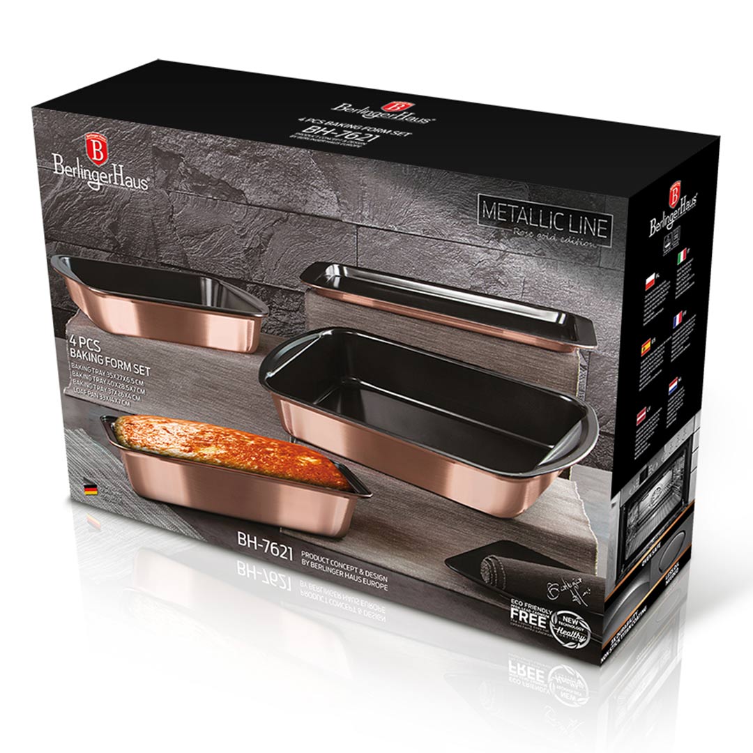 Berlinger Haus Σετ Αντικολλητικά Ταψιά 4 τμχ Metallic Line Rose Gold Edition BH-7621 - Image 2