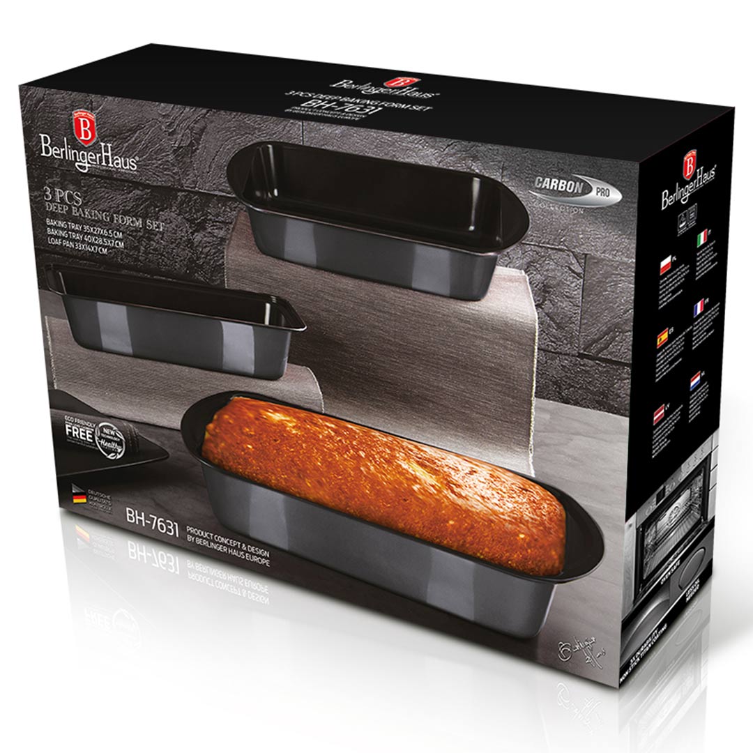 Berlinger Haus Σετ Αντικολλητικά Ταψιά 3 τμχ Metallic Line Carbon Pro Edition Edition BH-7631 - Image 4