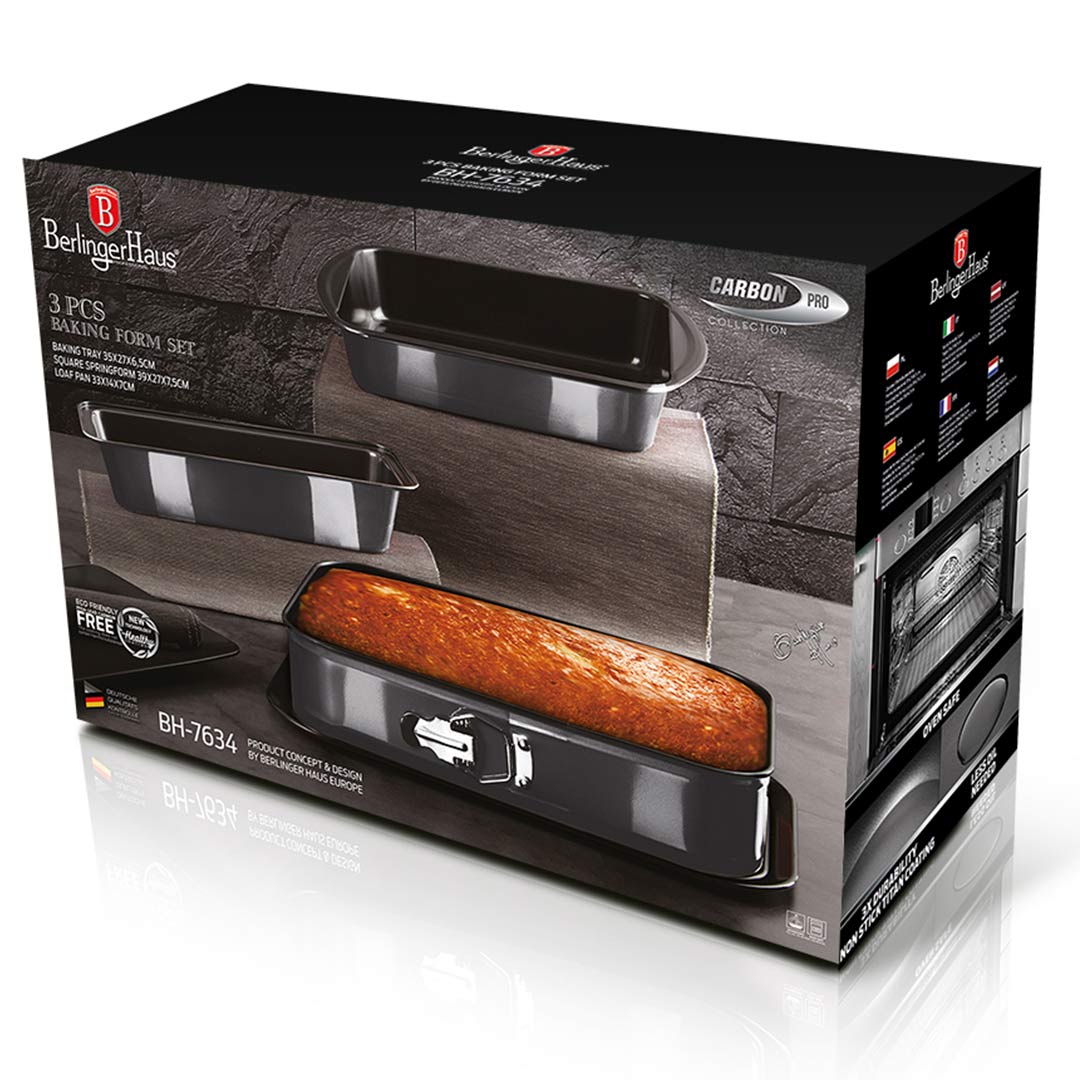 Berlinger Haus Σετ Αντικολλητικά Ταψιά 3 τμχ Metallic Line Carbon Pro Edition BH-7634 - Image 3