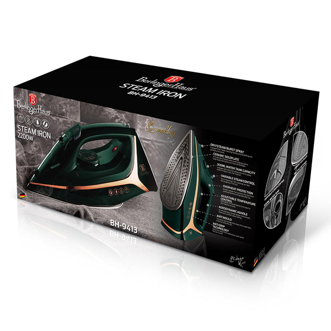 Berlinger Haus Σίδερο Ατμού με Κεραμική Πλάκα 2200W Emerald Collection BH-9413 - Image 6