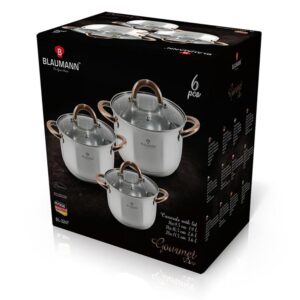Blaumann Σετ 3 κατσαρόλες με γυάλινα καπάκια Gourmet Line BL-3247 - Image 2