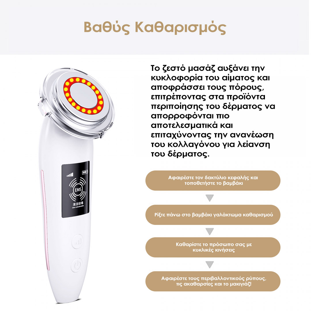 Cenocco Συσκευή Καθαρισμού και Αντιγήρανσης Προσώπου με τεχνολογία Φωτοθεραπείας και ηλεκτροδιέγερσης EMS CC-9101 - Image 2