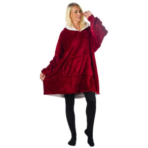 HomeVero Comfort Blanket Βελούδινη Oversized Μπλούζα – Κουβέρτα HV-CB-R Κόκκινο - Image 4