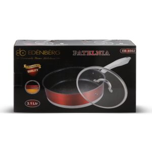 Edenberg Αντικολλητικό τηγάνι για βαθύ τηγάνισμα με γυάλινο καπάκι Ø24cm EB-4063 - Image 4