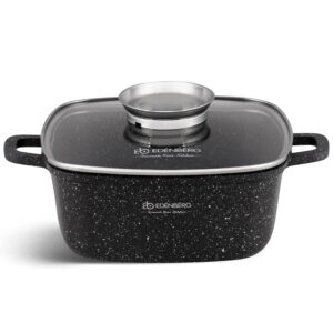 Edenberg Αντικολλητική τετράγωνη κατσαρόλα 22cm με γυάλινο καπάκι EB-8112