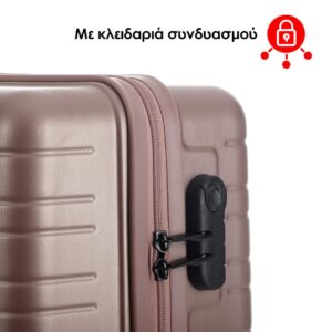 Ferellino Σετ βαλίτσες ταξιδιού σκληρές 3 τμχ σε ροζ χρώμα με 4 τροχούς Diamant FF0107113-092 - Image 4