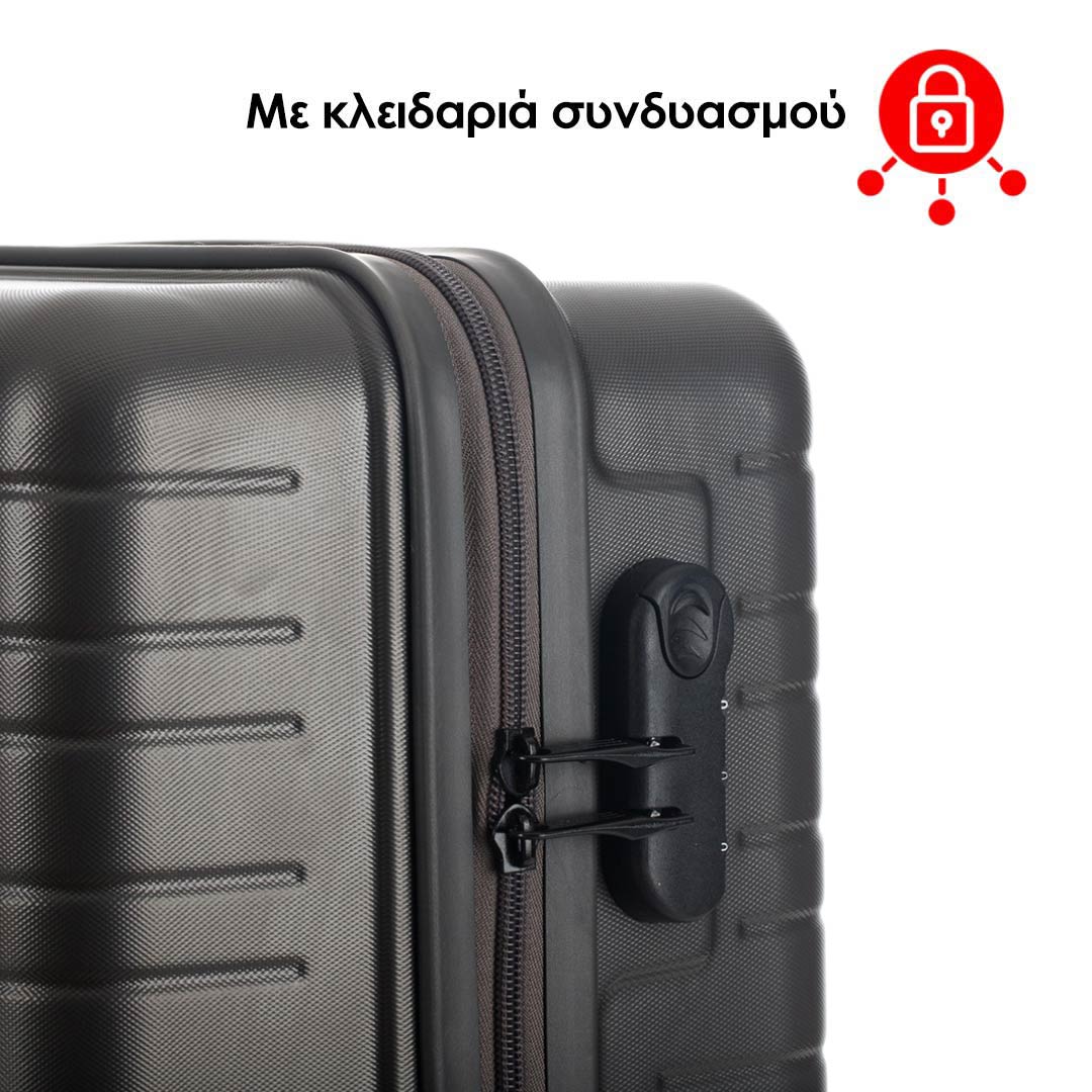 Ferellino Σετ βαλίτσες ταξιδιού σκληρές 3 τμχ σε γκρι χρώμα με 4 τροχούς Diamant FF0107113-120 - Image 4