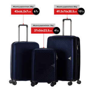 Ground Σετ βαλίτσες ταξιδιού 3 τμχ σε μπλε χρώμα Prism GR0106343-005 - Image 2