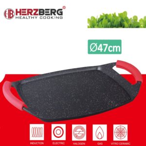 Herzberg Αντικολλητική Πλάκα Ψησίματος 47x29εκ. με Αποσπώμενες Λαβές HG-7047-GP - Image 5