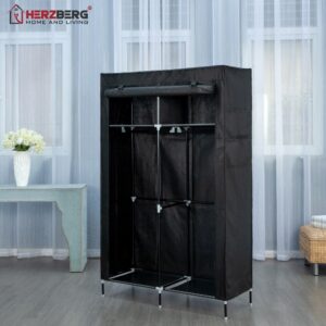 Herzberg Φορητή Υφασμάτινη Ντουλάπα Μαύρη HG-8012-BLK - Image 3