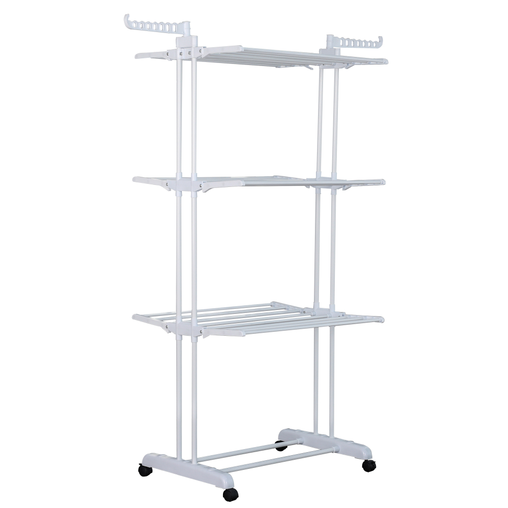 Herzberg HG-8034-WHT Πτυσσόμενη Απλώστρα με Ρόδες Λευκή