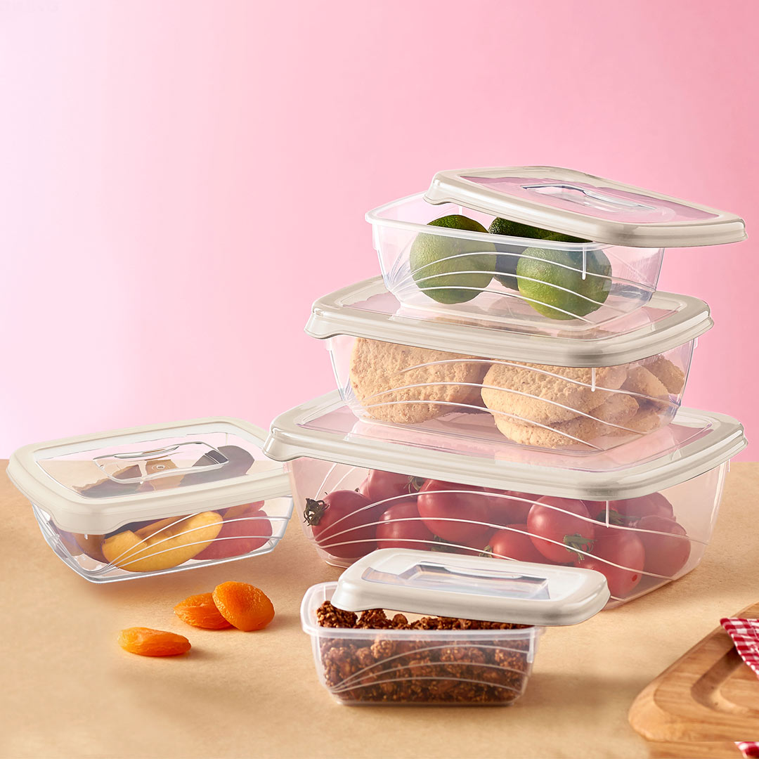 Herzberg Σετ 5 πλαστικά BPA Free δοχεία φαγητού με καπάκια HG-L763IVRHerzberg Σετ 5 πλαστικά BPA Free δοχεία φαγητού με καπάκια HG-L763IVR - Image 3