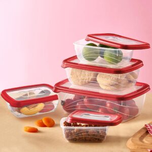 Herzberg Σετ 5 πλαστικά BPA Free δοχεία φαγητού με καπάκια HG-L763RED - Image 3
