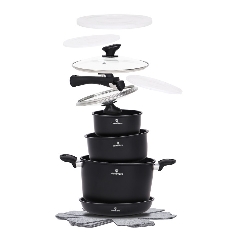 HomeVero 13pcs Carbon Steel Cookware Set Black HV-1013B - Image 7