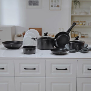 HomeVero 17pcs Carbon Steel Cookware Set Black HV-1017B - Image 7