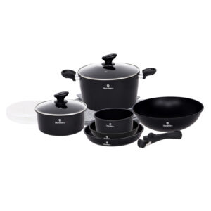 HomeVero 17pcs Carbon Steel Cookware Set Black HV-1017B - Image 8