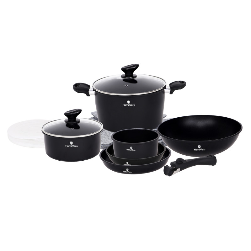 HomeVero 17pcs Carbon Steel Cookware Set Black HV-1017B - Image 8