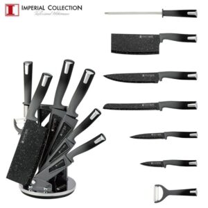 Imperial Collection Σετ Μαχαίρια από Ανοξείδωτο Ατσάλι 8 τεμαχίων Γκρι με Περιστρεφόμενη Βάση Αποθήκευσης IM-SL8-GRY - Image 2