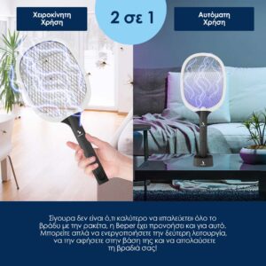 Beper Επαναφορτιζόμενη Ηλεκτρική Ρακέτα για έντομα P206ZAN250 - Image 3