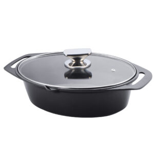 HT-HACR32 Γάστρα Αντικολλητική 32 cm με Γυάλινο Καπάκι Herenthal