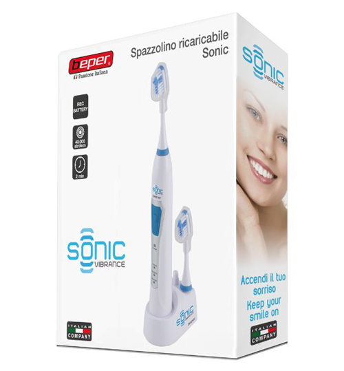 Beper 40.913 Οδοντόβουρτσα Ηλεκτρική με Sonic Τεχνολογία, 2 Κεφαλές και Επαναφορτιζόμενη Μπαταρία - Image 2