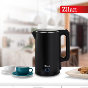 Zilan Ανοξείδωτος Βραστήρας νερού με διπλό τοίχωμα σε μα΄ύρο χρώμα 1.7L 1500W ZLN1628 - Image 4