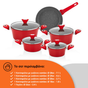Zilan Σετ αντικολλητικά μαγειρικά σκεύη 9 τμχ με επίστρωση μαρμάρου ZLN3260 - Image 5