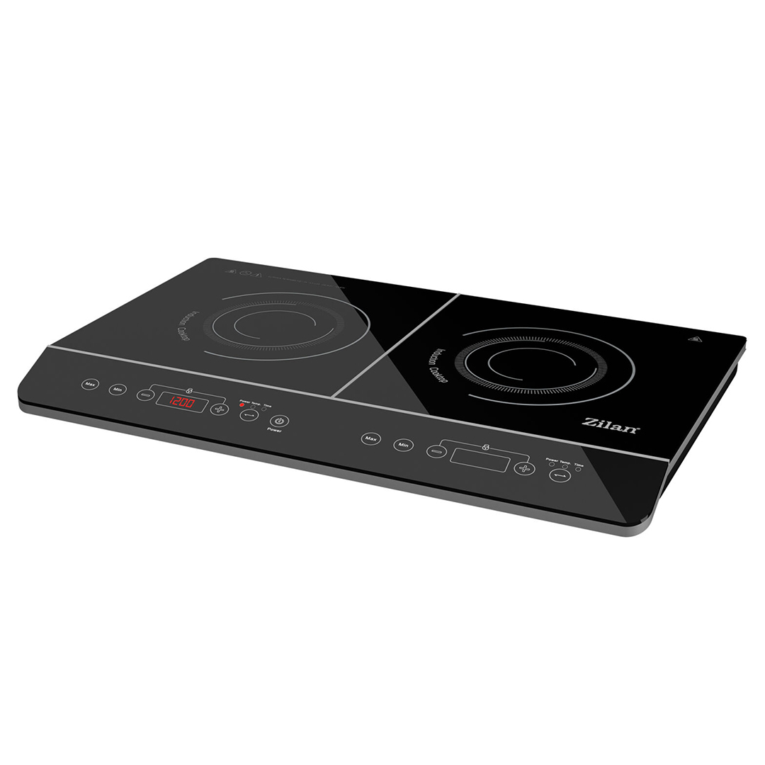 Zilan Διπλή επαγωγική εστία σε μαύρο χρώμα 2000W & 1500W ZLN8088
